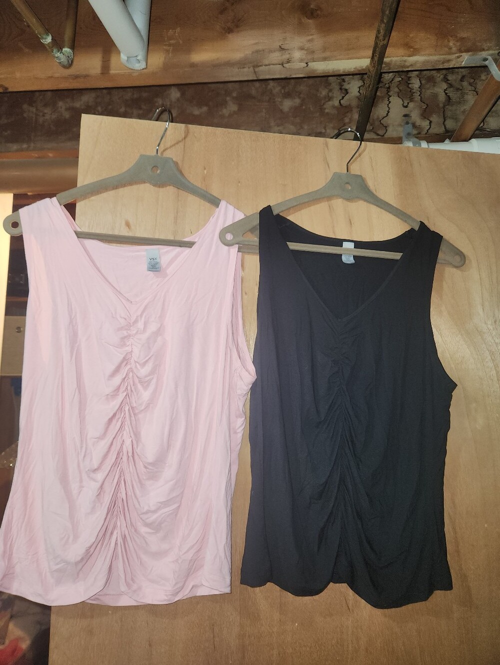 NWOT Lot Of 2 Victoria Secret  Ruched Tank Tops - Pink and Black.